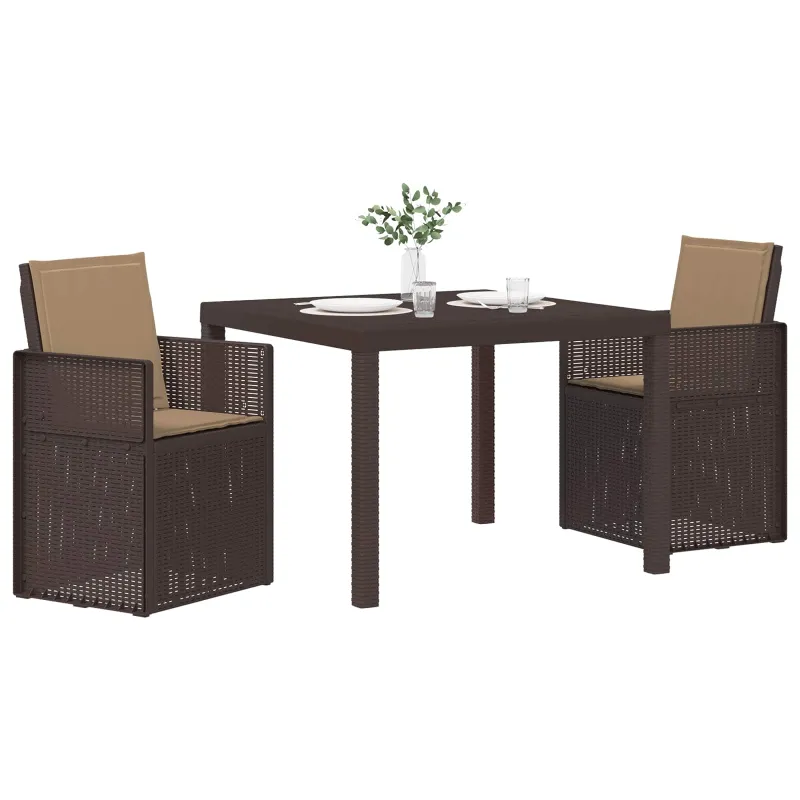 Sodo valgomojo komplektas su pagalve 3 pcs Ruda ir taupe PP