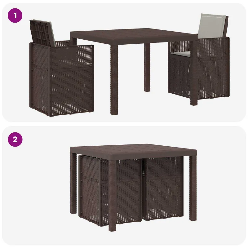 Sodo valgomojo komplektas 3 pcs Rudas ir šviesiai pilkas PP