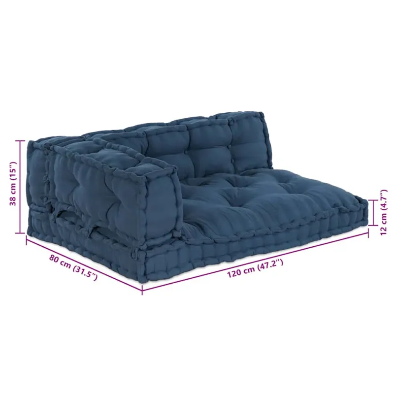 Šiuolaikinis sofos pagalvėlė 3 pcs Indigo 120 x 80 x 38 cm
