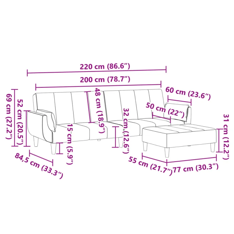 Dvivietė sofa-lova su pakoja, tamsiai žalios spalvos, aksomas