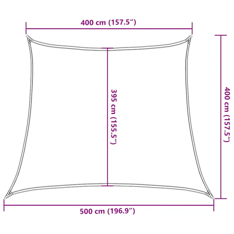 Saulės skėtis, burė, 160 g/m², trapecijos formos, šviesiai žalia, 4/5x4 m, HDPE