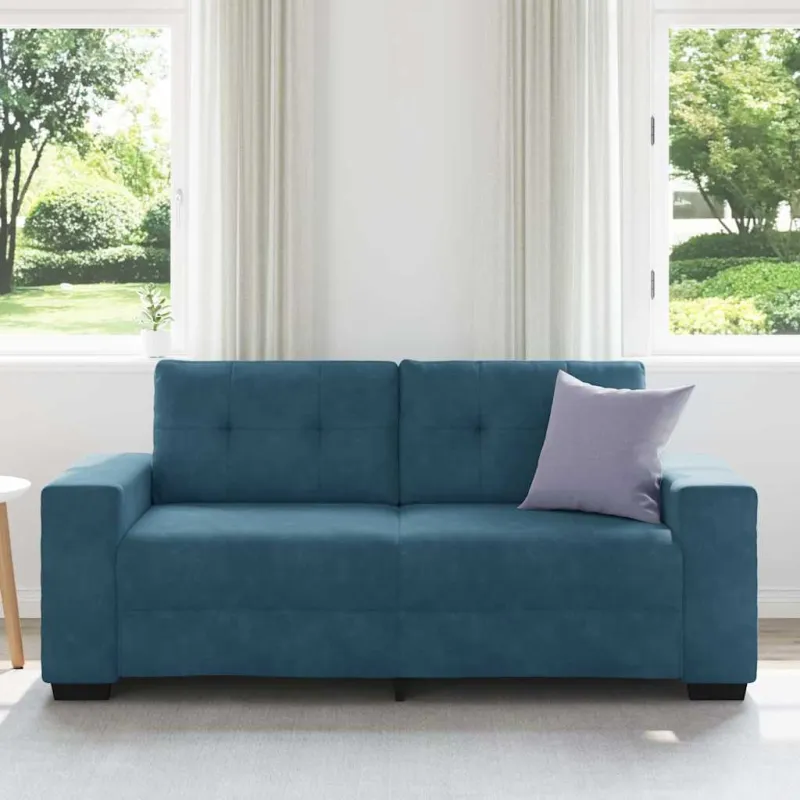 Dvivietė sofa, mėlyna, 180x77x82 cm, aksomas