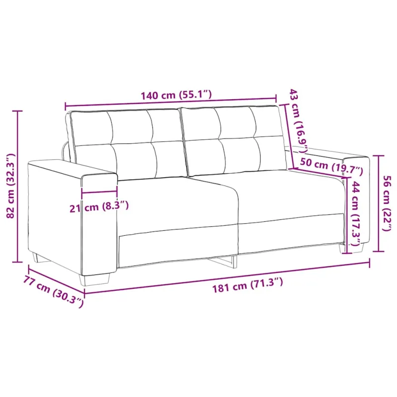 Dvivietė sofa, mėlyna, 180x77x82 cm, aksomas