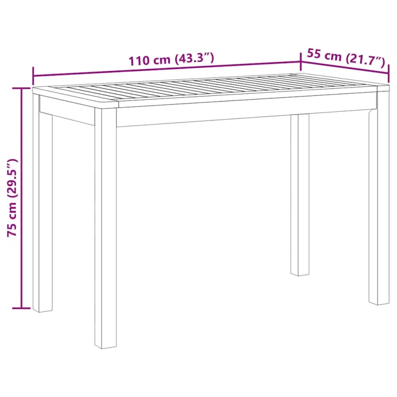 Sodo ruokapöytä, 110x55x75 cm, akatiilipuuta