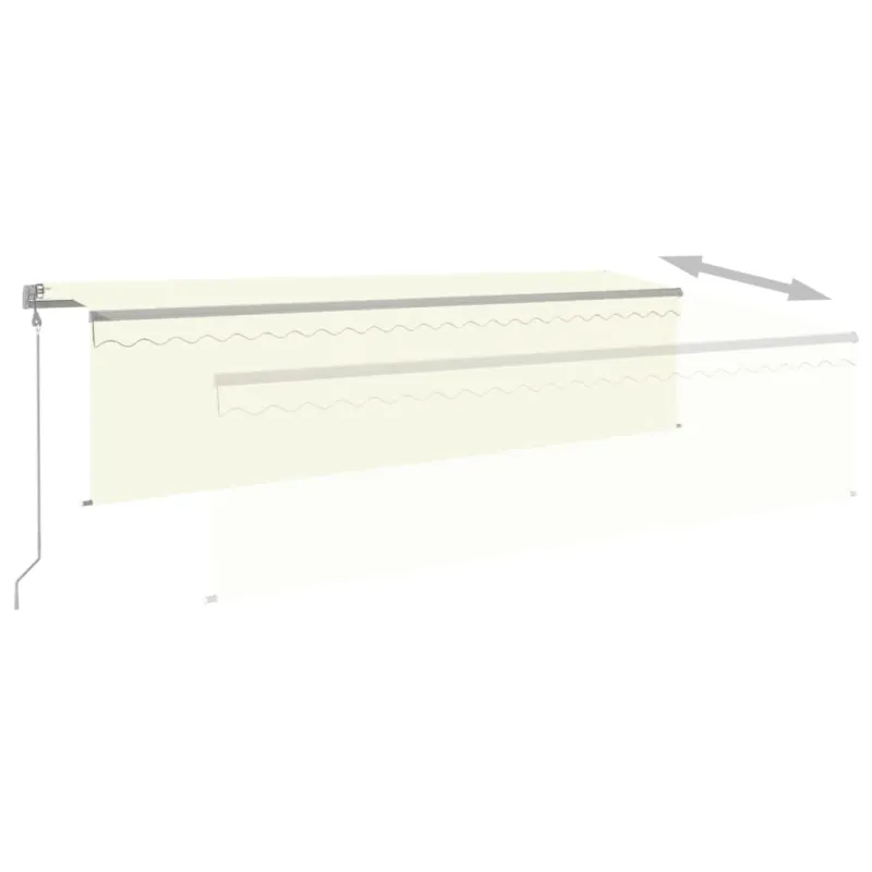 Automatinė markizė su uždanga/LED/vėjo jutikliu, kreminė, 5x3m