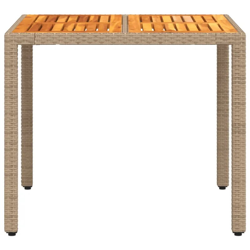 Sodastola, hiekka, 90x90x75cm, polyratasta ja akasiapuuta