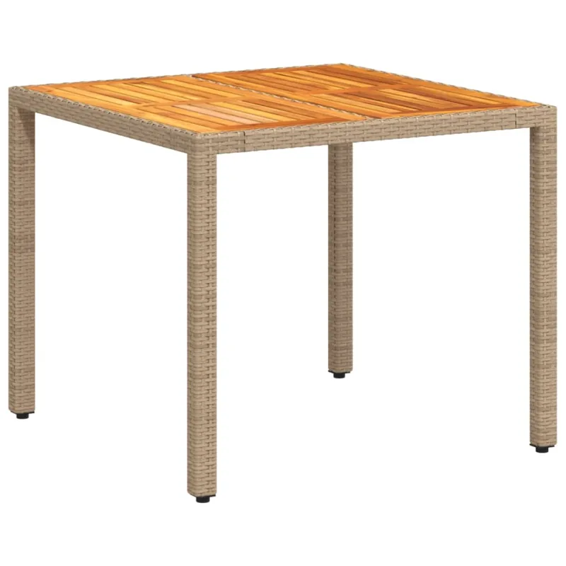 Sodastola, hiekka, 90x90x75cm, polyratasta ja akasiapuuta