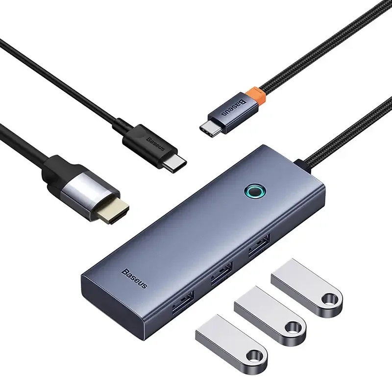5-in-1 Hub Baseus UltraJoy Series USB-C to HDMI4K@30Hz+3xUSB 3.0+1xPD (grey) universal