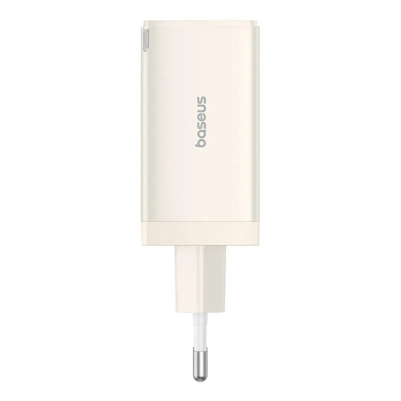 Wall charger Baseus GaN5 2x USB-C + USB, 65W + cable 1m (white) universal