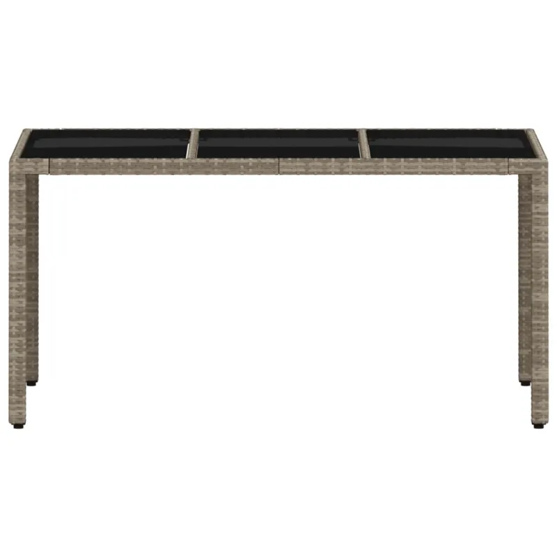 Pöytä lasipintaisella kansilla, harmaa, 150x90x75cm, rattan