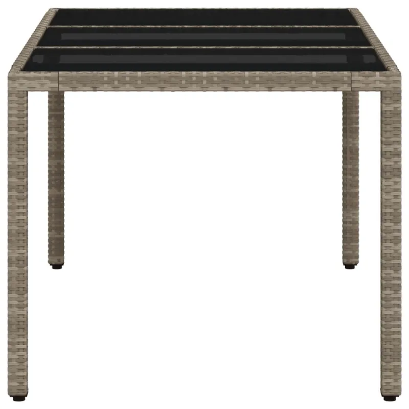 Pöytä lasipintaisella kansilla, harmaa, 150x90x75cm, rattan