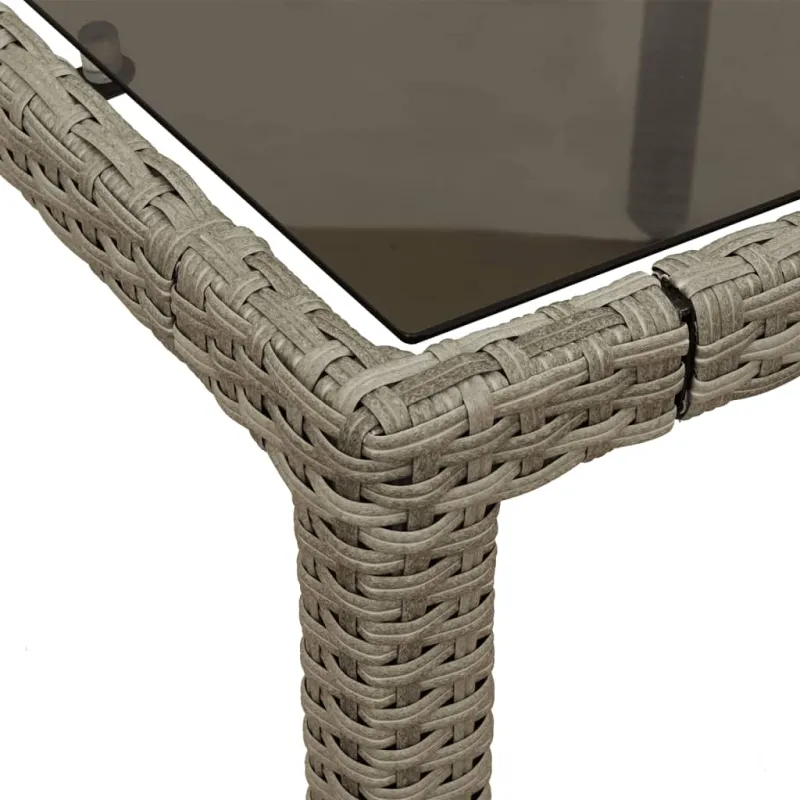 Pöytä lasipintaisella kansilla, harmaa, 150x90x75cm, rattan