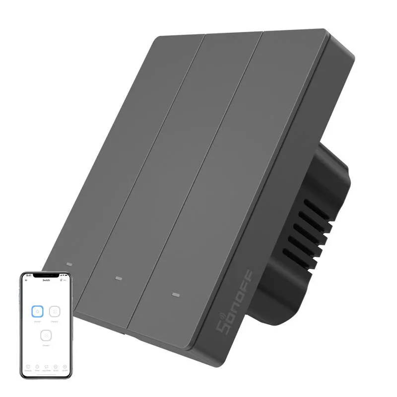 Smart WiFi wall switch SONOFF M5-3C-80 (3-channel, for frame, graphite) universal