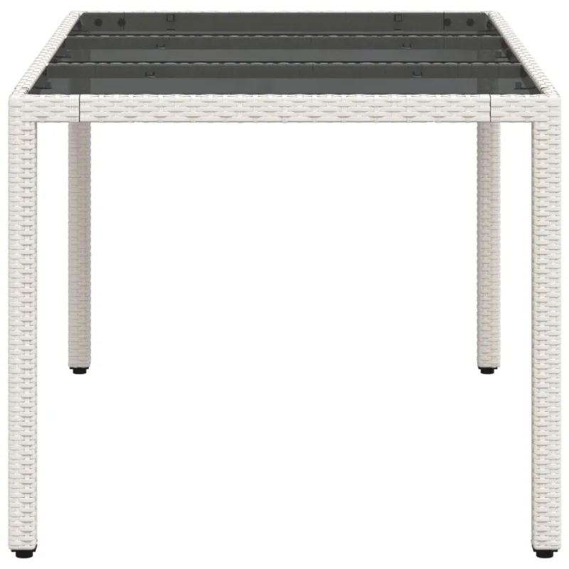 Pöytä lasipintaisella pöytätasolla, valkoinen, 150x90x75cm, rattan