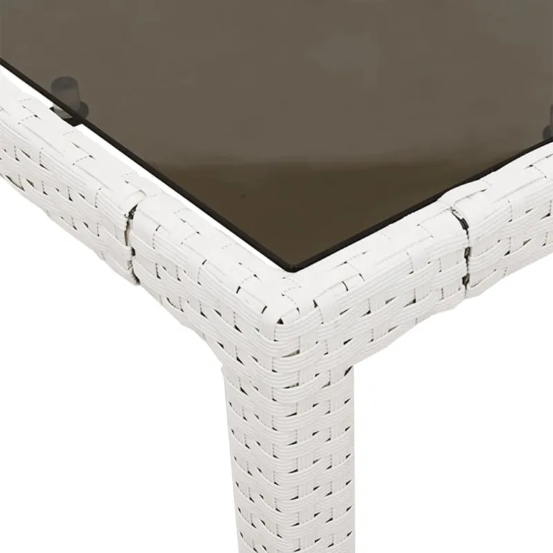 Pöytä lasipintaisella pöytätasolla, valkoinen, 150x90x75cm, rattan