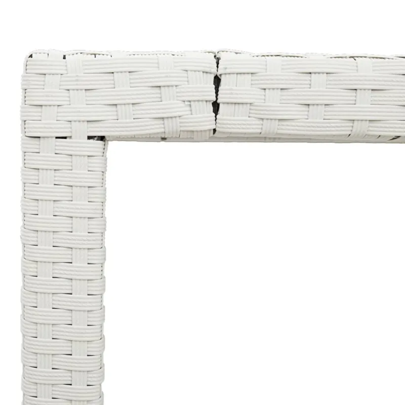 Pöytä lasipintaisella pöytätasolla, valkoinen, 150x90x75cm, rattan
