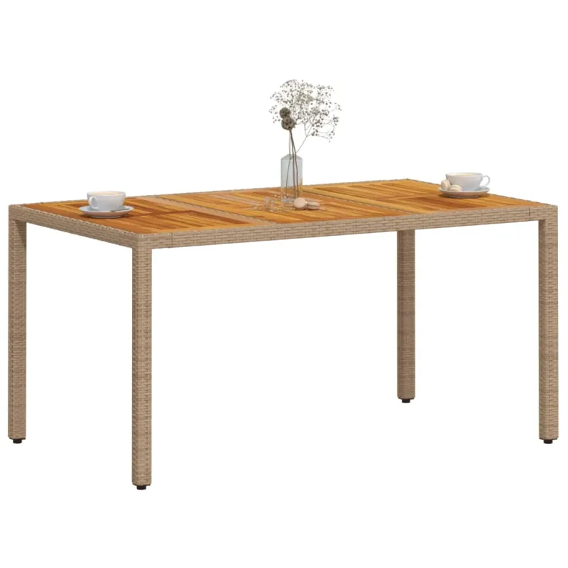 Sodo pöytätaso, hiekka, 150x90x75cm, polyratasta ja akasiapuuta