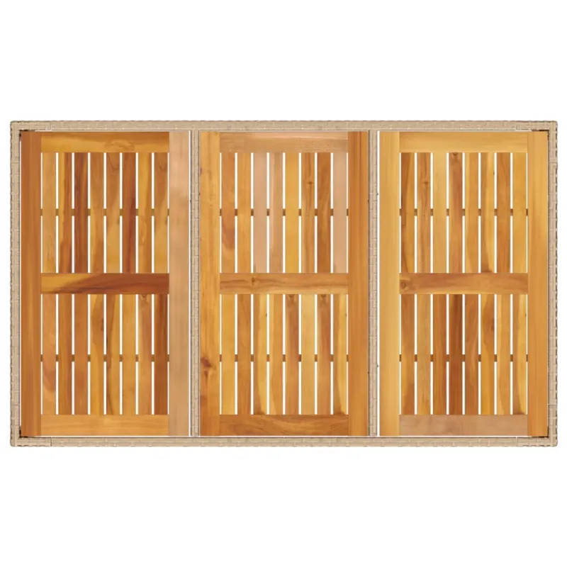 Sodo pöytätaso, hiekka, 150x90x75cm, polyratasta ja akasiapuuta