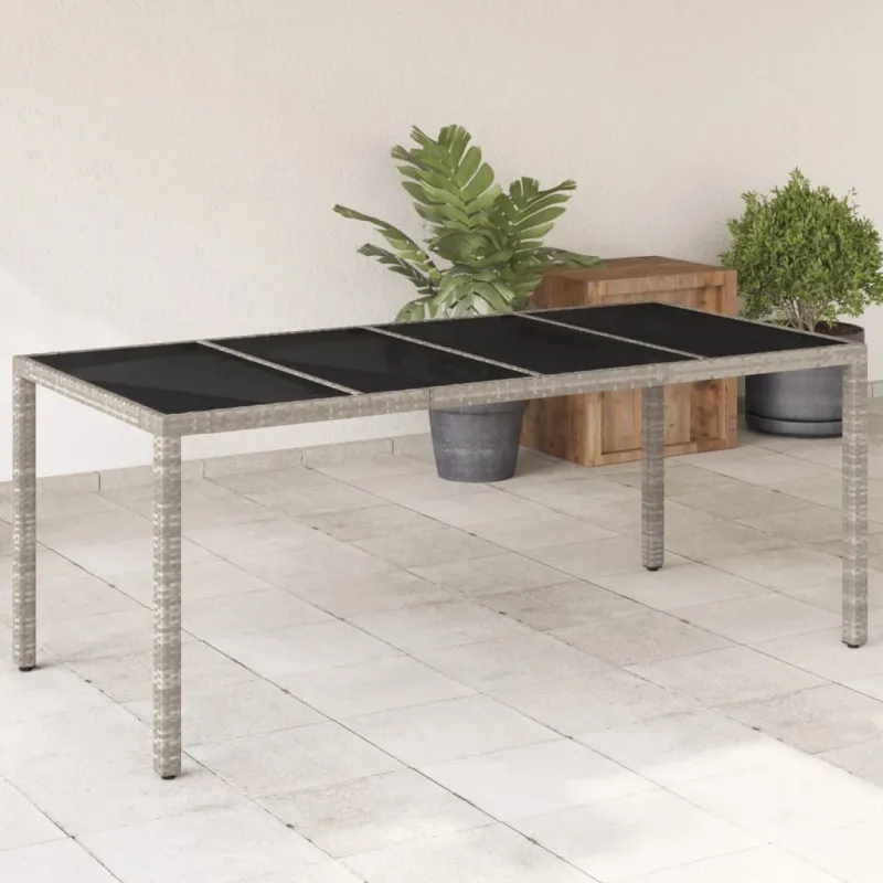 Lautastaso lasikattomalla pinnalla, harmaa, 190x90x75 cm, polyrattana