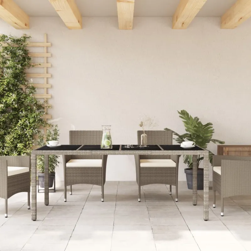 Lautastaso lasikattomalla pinnalla, harmaa, 190x90x75 cm, polyrattana