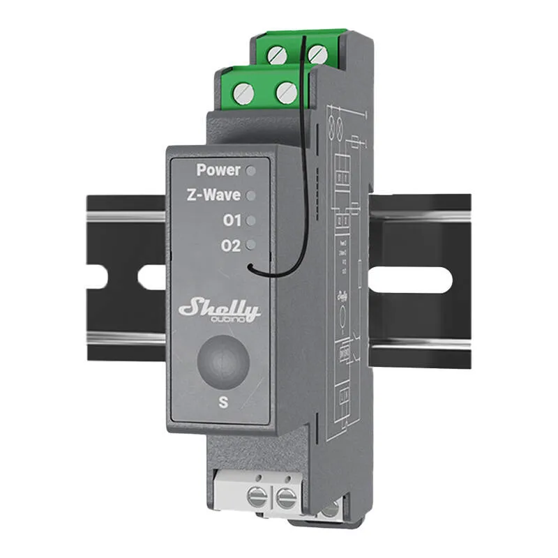 Shelly Qubino Pro 2 DIN rail Relay, 2-channel, Z-Wave universal