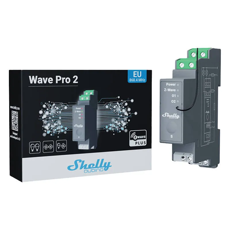 Shelly Qubino Pro 2 DIN rail Relay, 2-channel, Z-Wave universal