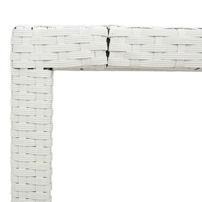 Pöytä lasipintaisella, valkoinen, 190x90x75 cm, polyrattana