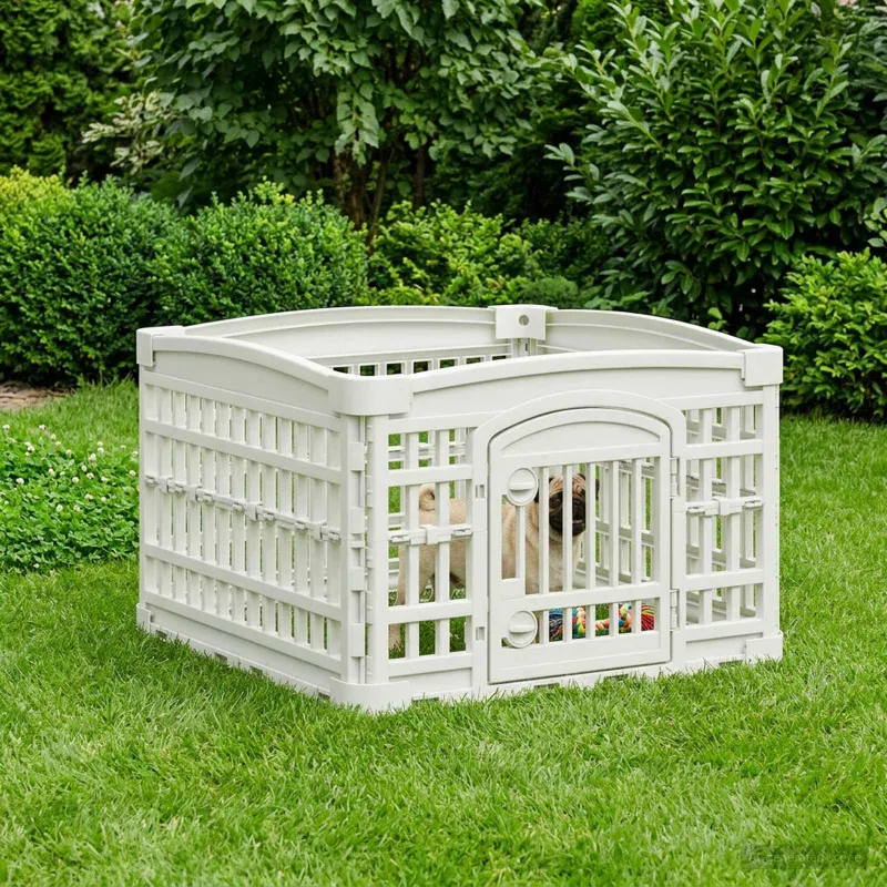 4 panelių šunų žaidimų buferis 60 x 60 x 38 cm Plastmasė Balta