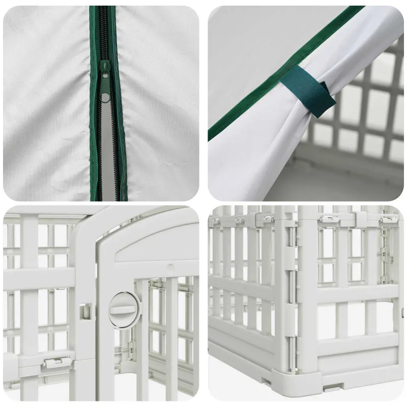 4 Panelių šunų žaidimų aikštelė su stogu 60 x 60 x 82 cm Balta