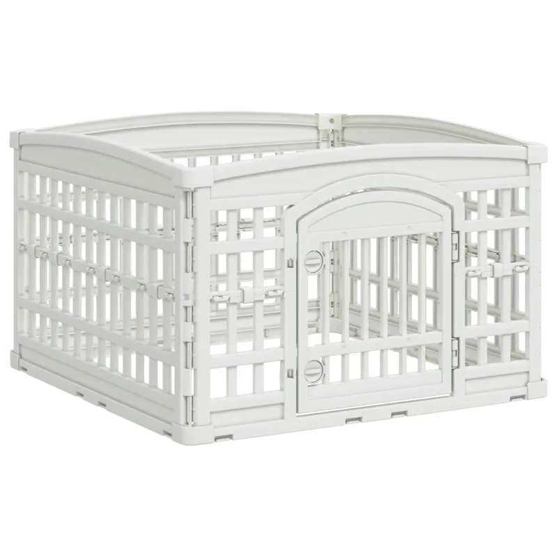 4 panelių šunų žaidimų buferis 88 x 88 x 56 cm Plastmasė Balta