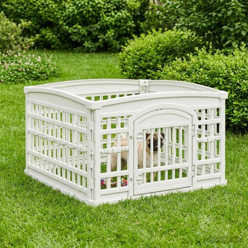4 panelių šunų žaidimų buferis 88 x 88 x 56 cm Plastmasė Balta