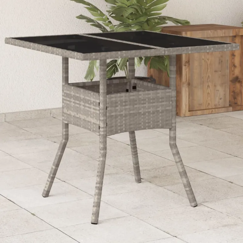 Lasipintainen pöytä, harmaa, 80x80x75cm, polyratasta
