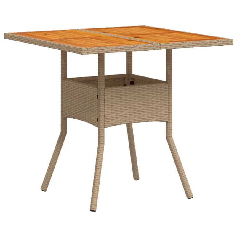 Sodo pöytätaso, hiekka, 80x80x75cm, polyratasta ja akasiapuuta