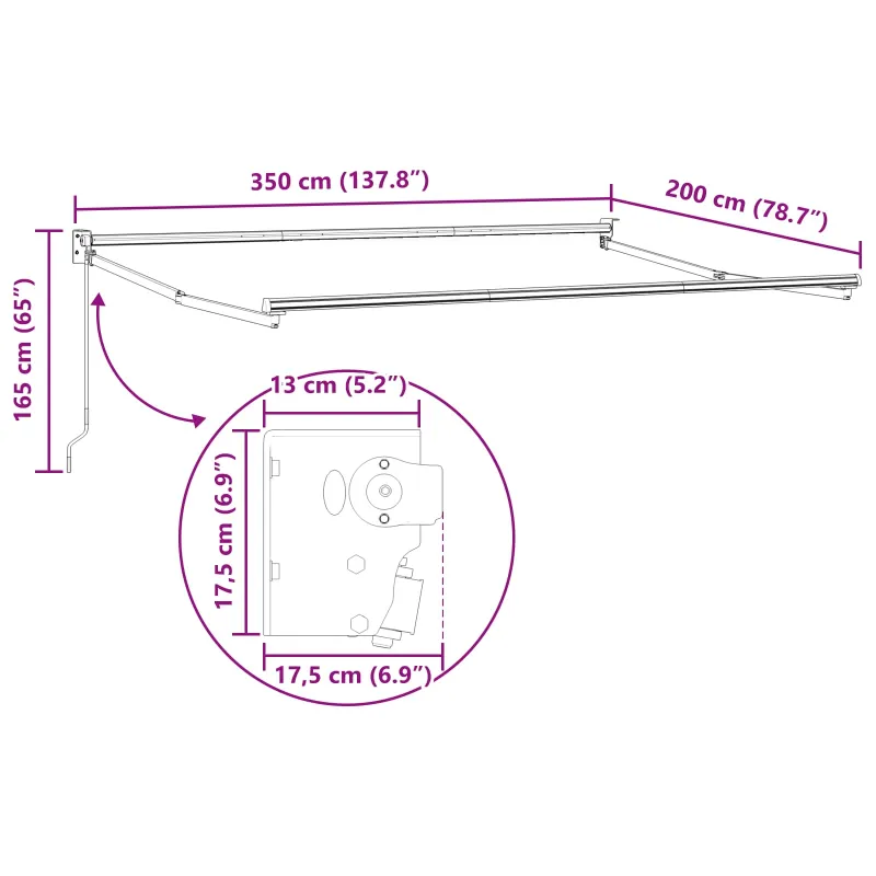 Ištraukiama markizė Vyšninė 3,5 x 2 m
