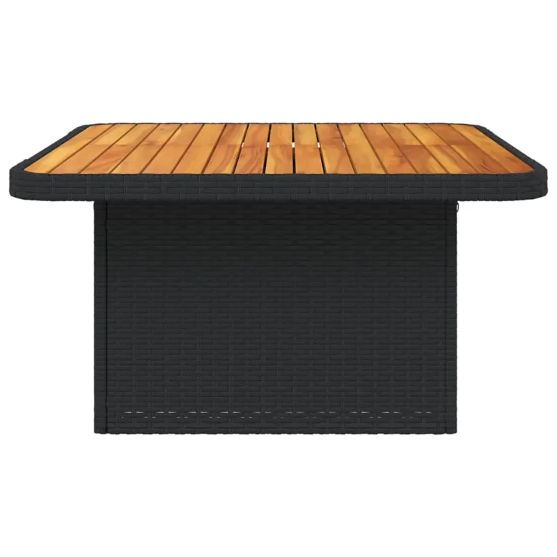 Sodo pöytätaso, musta, 80x80x71 cm, polyrattana/akatsiapuu