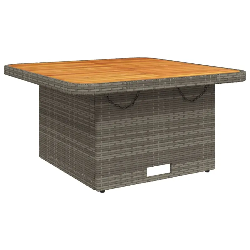 Sodo laud, pilkas, 80x80x71cm, polirattana/akatsiapuit