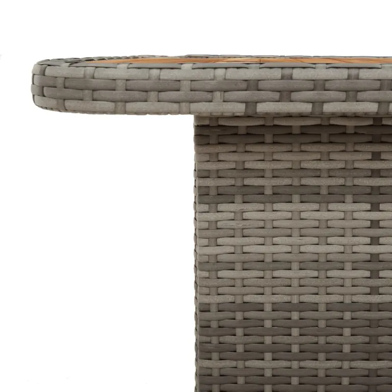 Sodo laud, pilkas, 80x80x71cm, polirattana/akatsiapuit