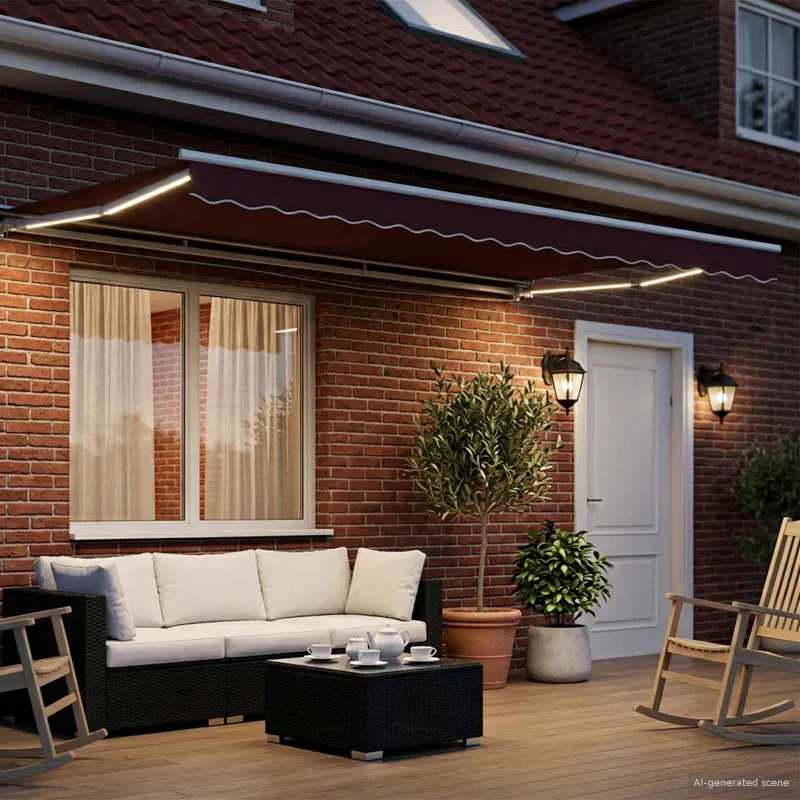 Rankinis markizės rėmas su LED 5 × 3,5 m