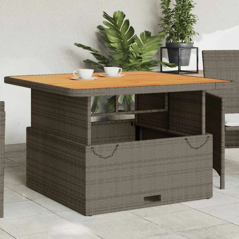Sodo laud, hall, 110x110x71cm, polirattana/akatsiapuu
