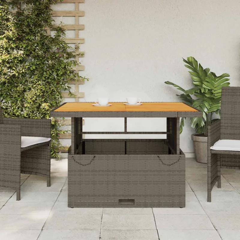 Sodo laud, hall, 110x110x71cm, polirattana/akatsiapuu