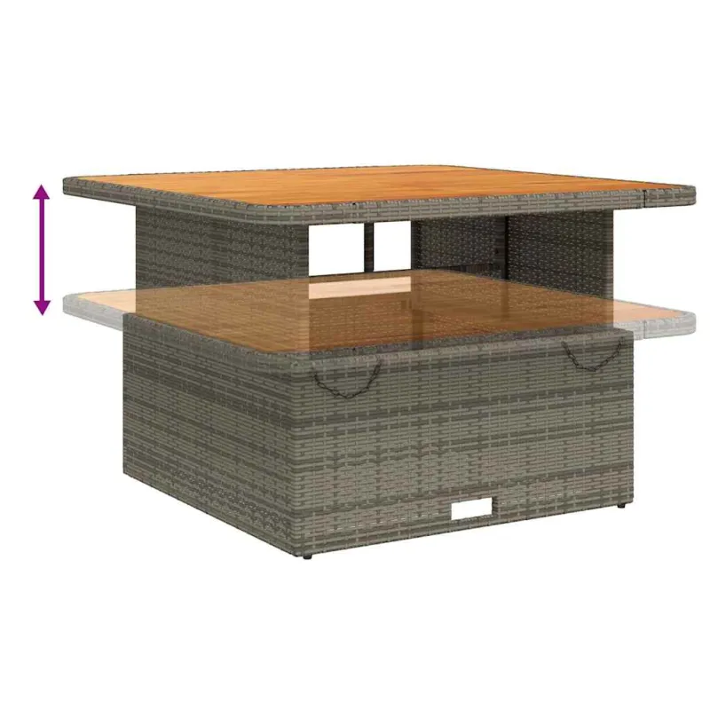 Sodo laud, hall, 110x110x71cm, polirattana/akatsiapuu