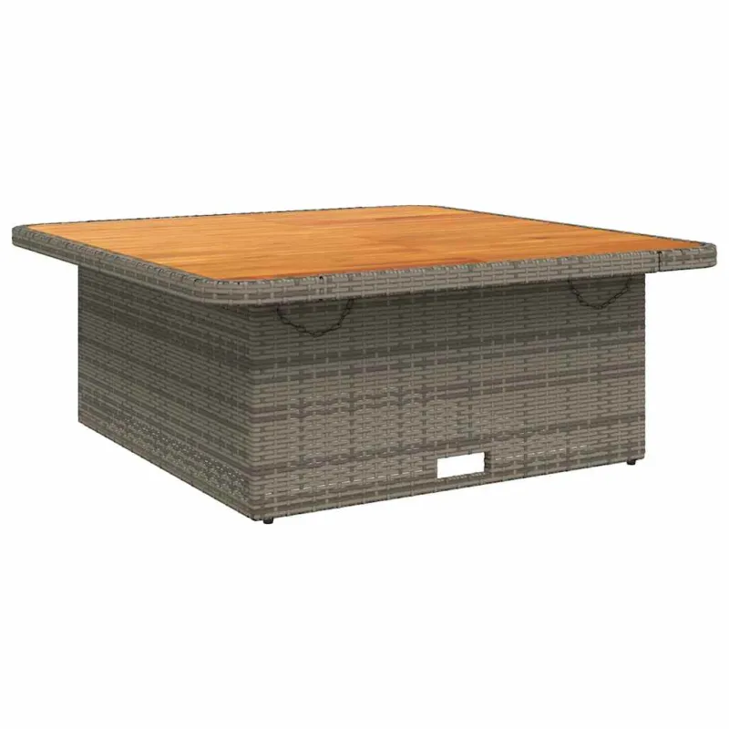 Sodo laud, hall, 110x110x71cm, polirattana/akatsiapuu