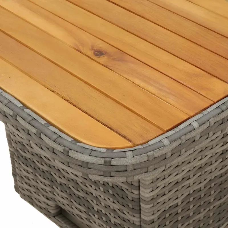 Sodo laud, hall, 110x110x71cm, polirattana/akatsiapuu