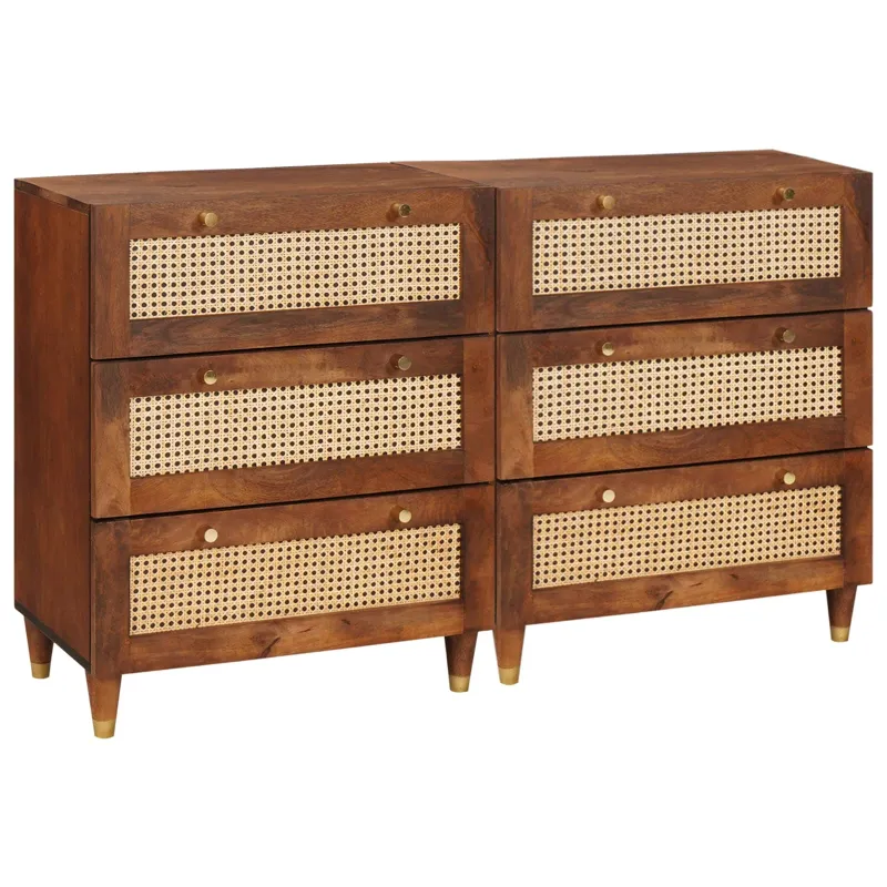 Šoninė spintelė 2 pcs Ruda 60 x 33,5 x 75 cm Kietas mango medis