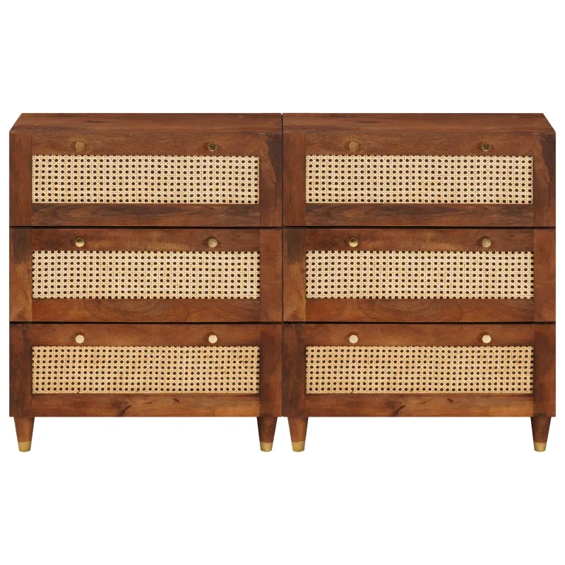 Šoninė spintelė 2 pcs Ruda 60 x 33,5 x 75 cm Kietas mango medis