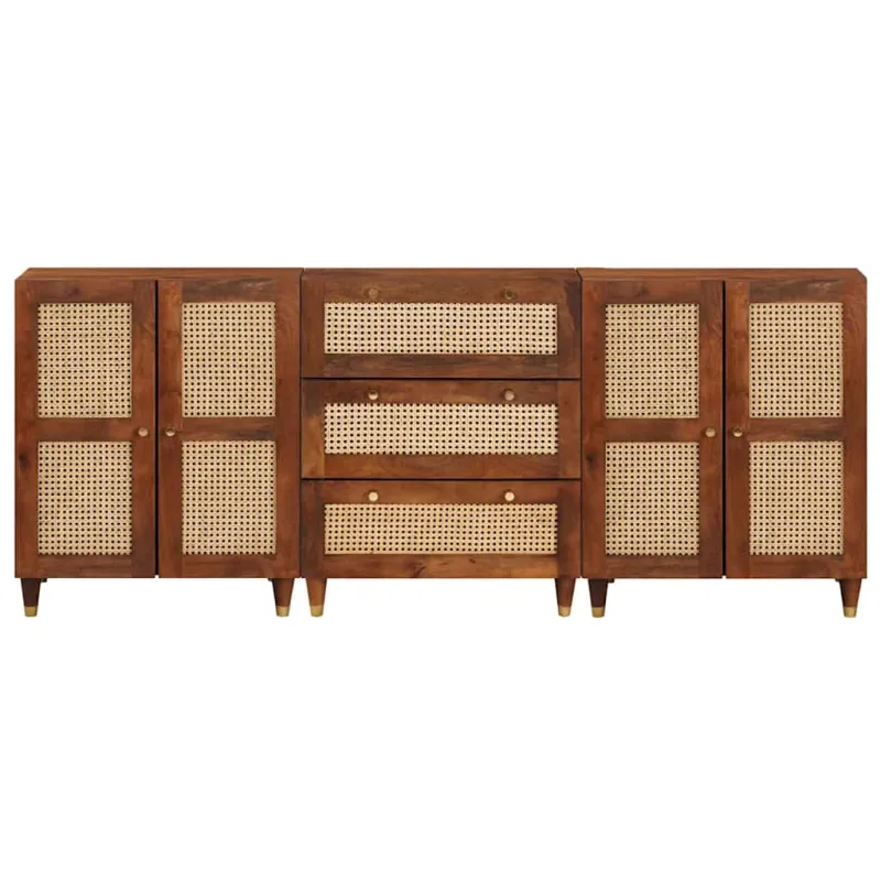 Šoninė spintelė 3 pcs Ruda 180 x 33 x 75 cm Kietas mango medis