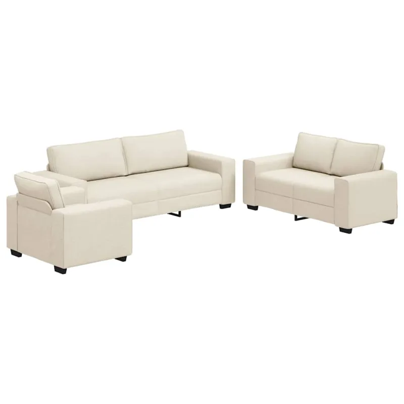 Sofa 3 pcs Smėlio 221 x 80 x 82 cm Lino mišinio audinys