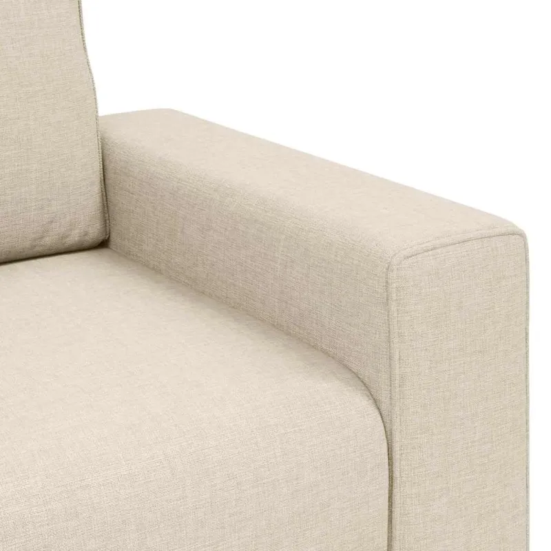 Sofa 3 pcs Smėlio 221 x 80 x 82 cm Lino mišinio audinys