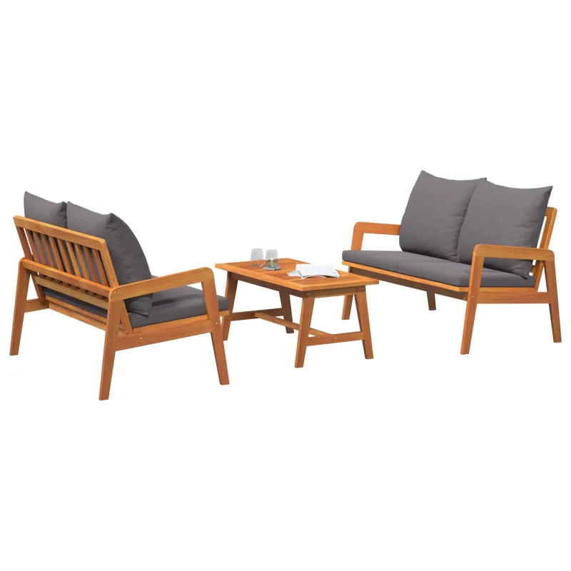 Bistro komplektas su pagalve 3 pcs Ruda Kietos akacijos mediena