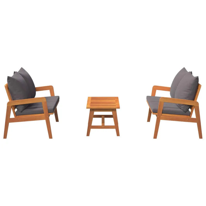 Bistro komplektas su pagalve 3 pcs Ruda Kietos akacijos mediena